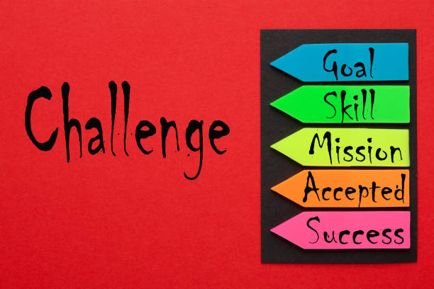 Challenge diagram written on red background. Business concept.