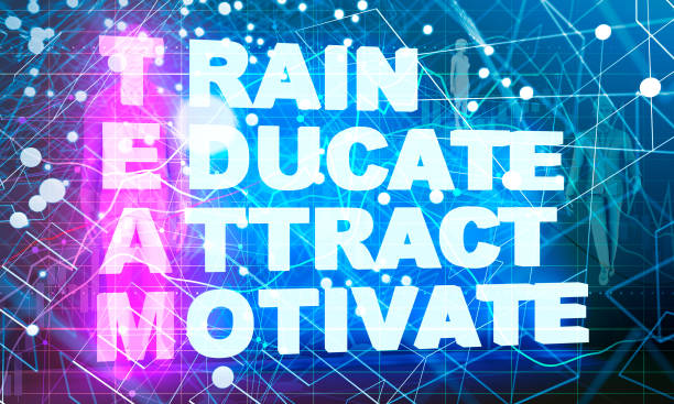 Train, Educate, Attract and Motivate. Teamwork business concept acronym. 3D rendering