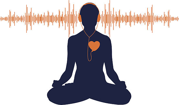 Vector illustration of yoga listening his heart