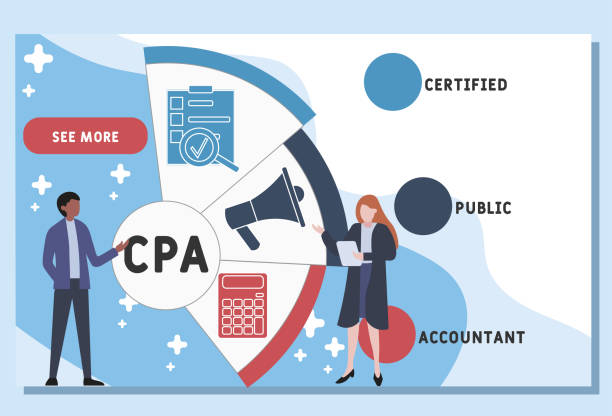 Vector website design template . CPA - Certified Public Accountant acronym. business concept background. illustration for website banner, marketing materials, business presentation, online advertising.