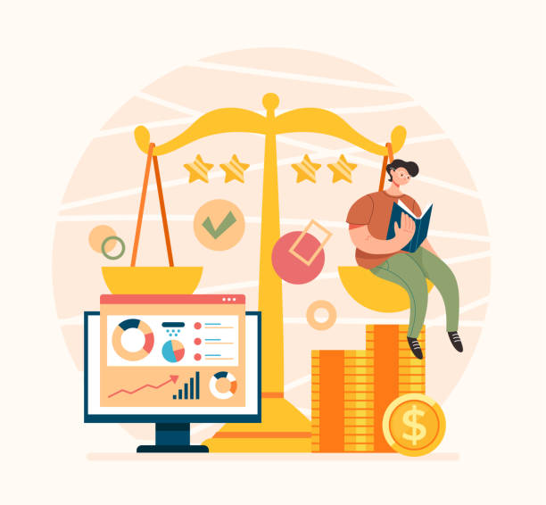 Broker service analytical consultant advisor concept. Vector flat graphic design
