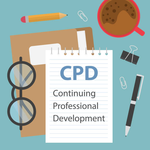 CPD Continuing Professional Development written in spiral note- vector illustration
