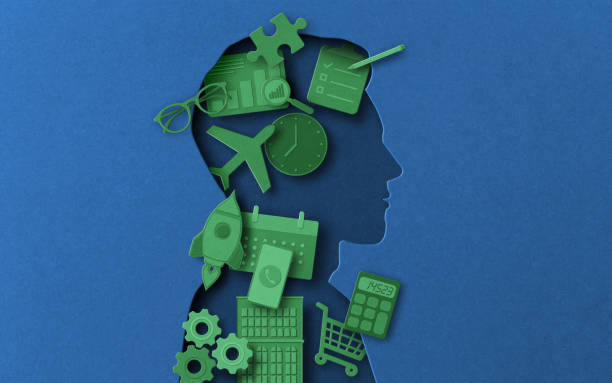Paper cut out elements collage illustration