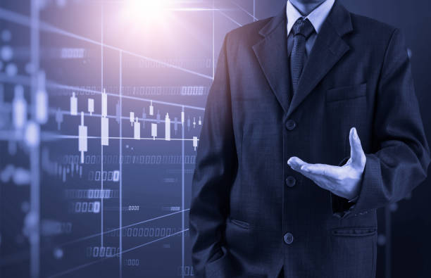 Stock market or forex trading graph and candlestick chart suitable for financial investment concept. Economy trends background for business idea and all art work design. Abstract finance background.