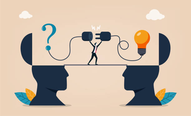 Businessman connect question mark with lightbulb solution. Solution for problem, creative idea and innovation for business success. leadership to overcome difficulty