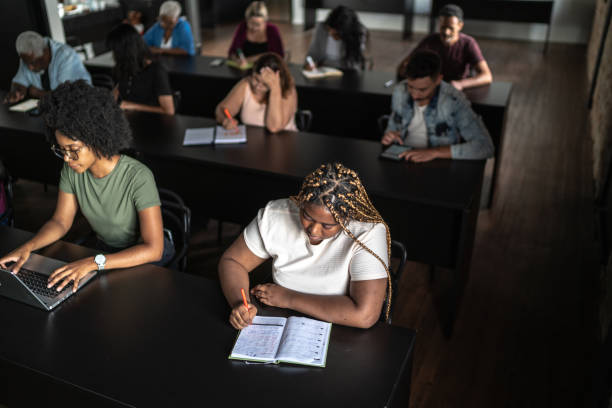 Student taking notes during class