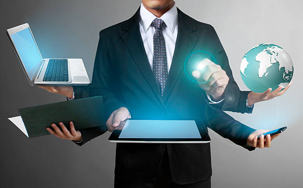 Working on a digital tablet ,Technology in the hands of businessmen