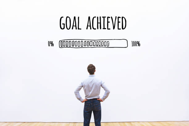 goal achieved progress loading bar, concept of achievement process