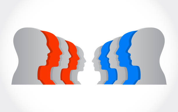 People facing each other illustration design over a white background