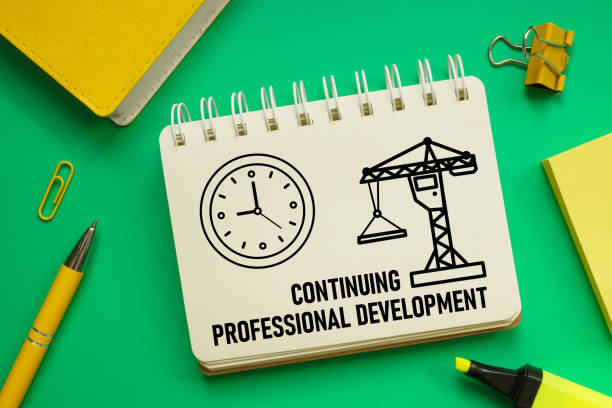 Continuing Professional Development CPD is shown using a text and picture of clock