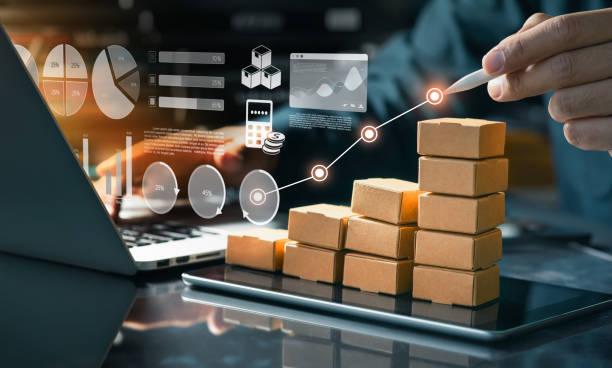 Business marketing and product development concepts with customer relationship management system and enterprise resource planning.Strategic planning and data analysis